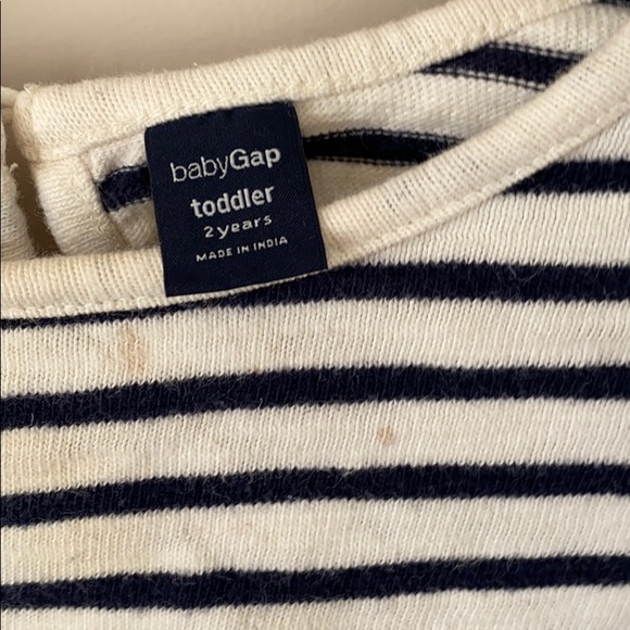 Navy white long sleeved chambray tunic dress - Picture 8 of 9